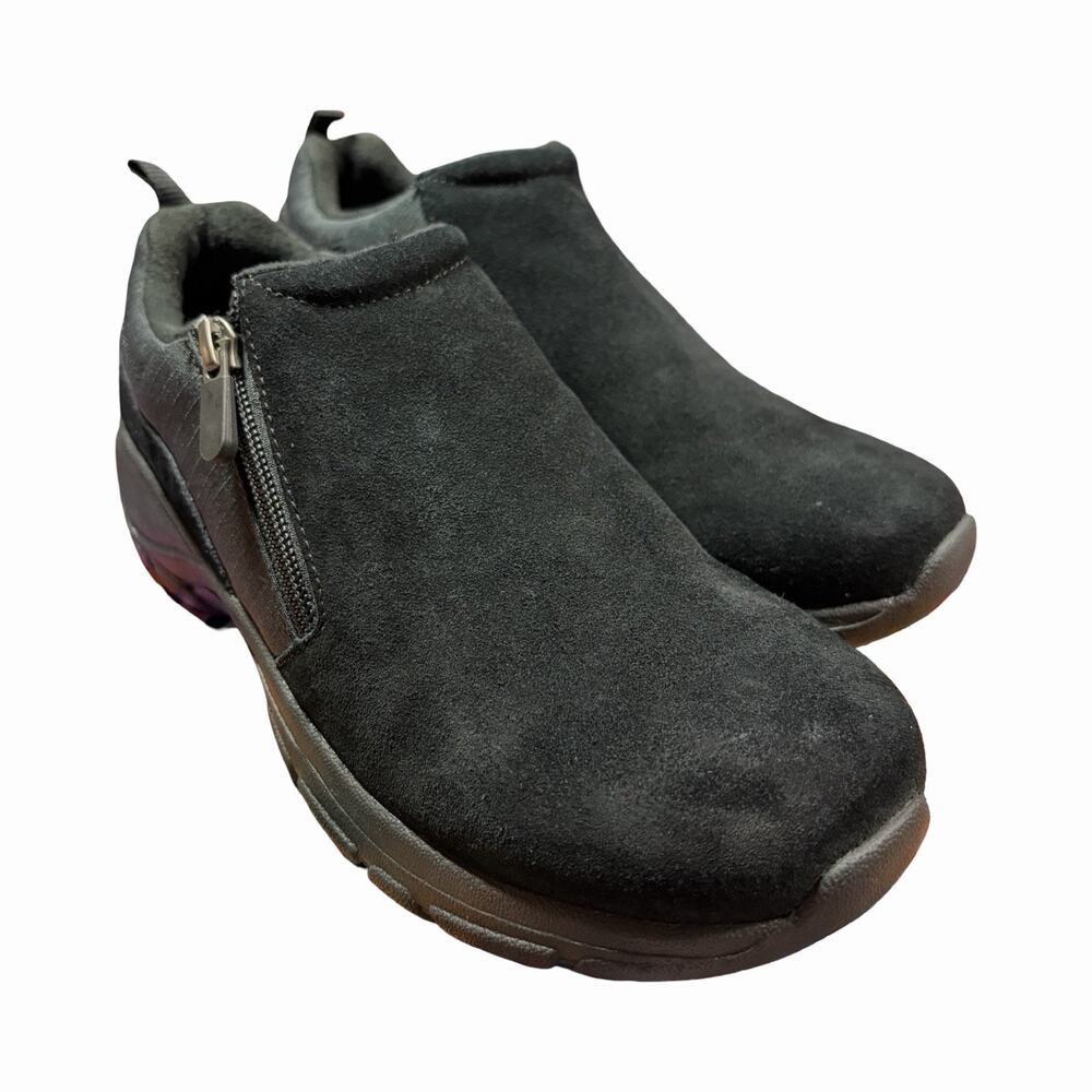 Lands End Shoes Womens 8.5 B All Weather Side Zip Loafer Black Suede Outdoor